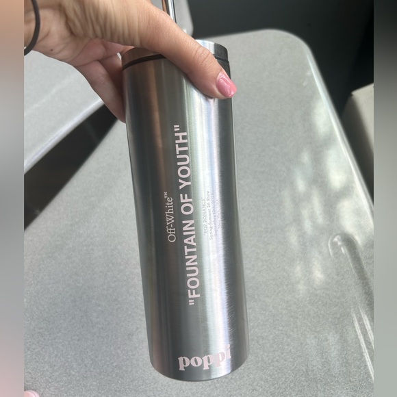 Off-white pop romance NYFW fashion show steel water bottle poppi NWOT - Picture 1 of 5